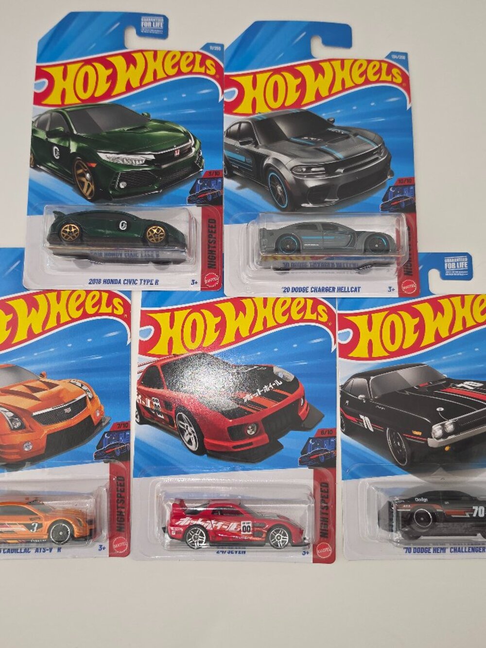 Hot Wheels Diecast Car Lot Honda Civic Type R Dodge Charger Hellcat New Set Of 5